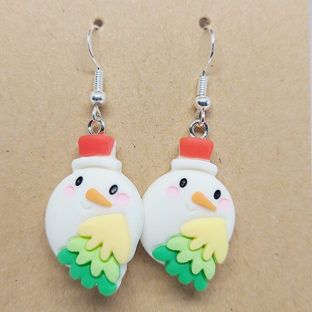 Christmas Ornament Snowman Dangle Drop Earrings NEW Women's Holiday Festival Fun